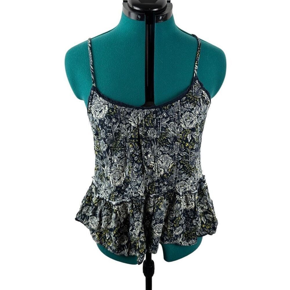 Hinge floral top in navy and green - size M